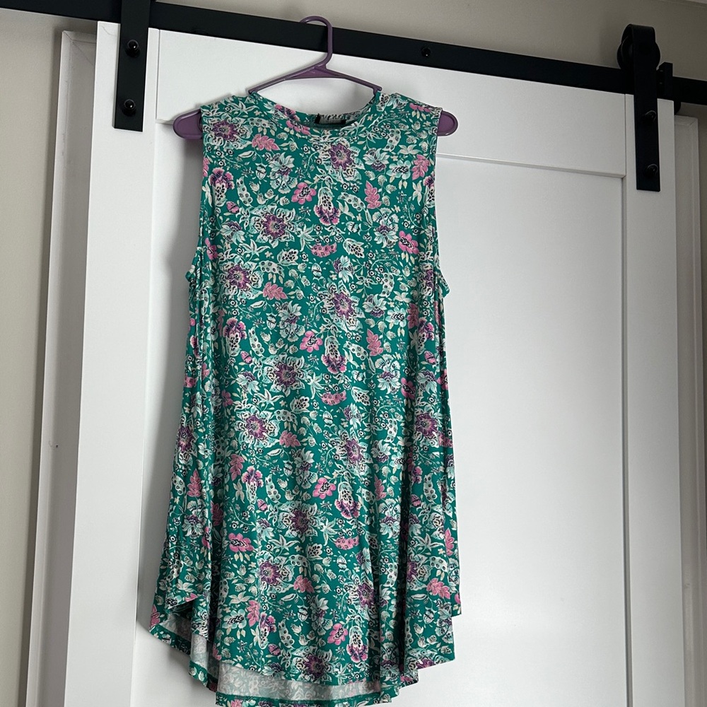 Lane Bryant Floral Sleeveless Top - Green and Pink